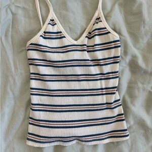 Women’s striped tank top blue and rusty orange size XS stretchy